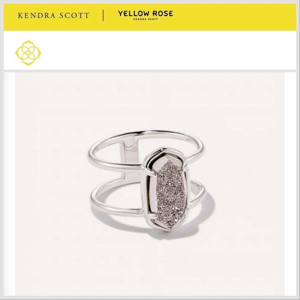 🆕KENDRA SCOTT ELYSE DOUBLE BAND RING/ PLATINUM DRUSY - Picture 4 of 11